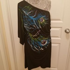 One shoulder black dress